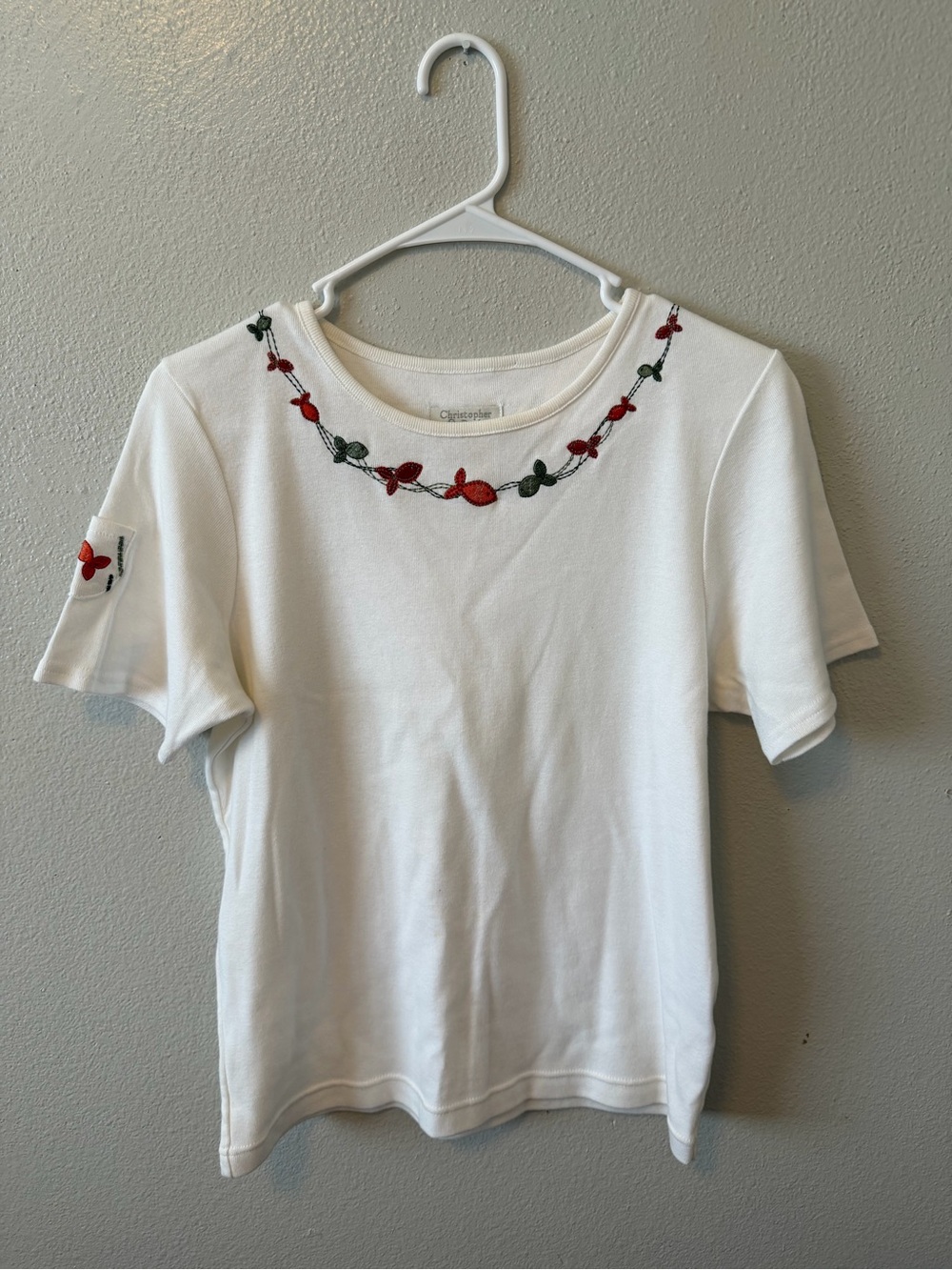Christopher & Banks Vintage 90s Style Embroidered Fish Top Grandma Cottagecore
